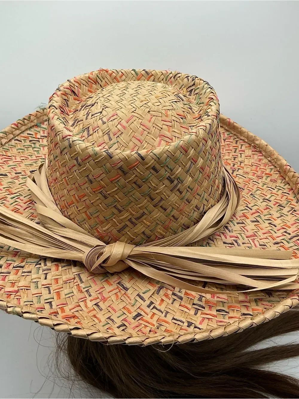 Street Smart by Betmar straw hat with colorful woven design and straw ribbon